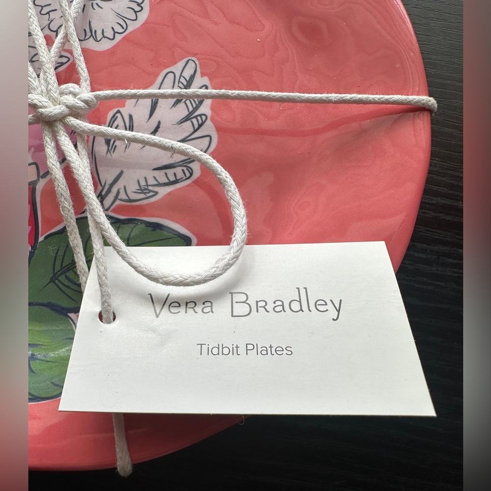 Rare Vera Bradley Coral Floral Tidbit Plates